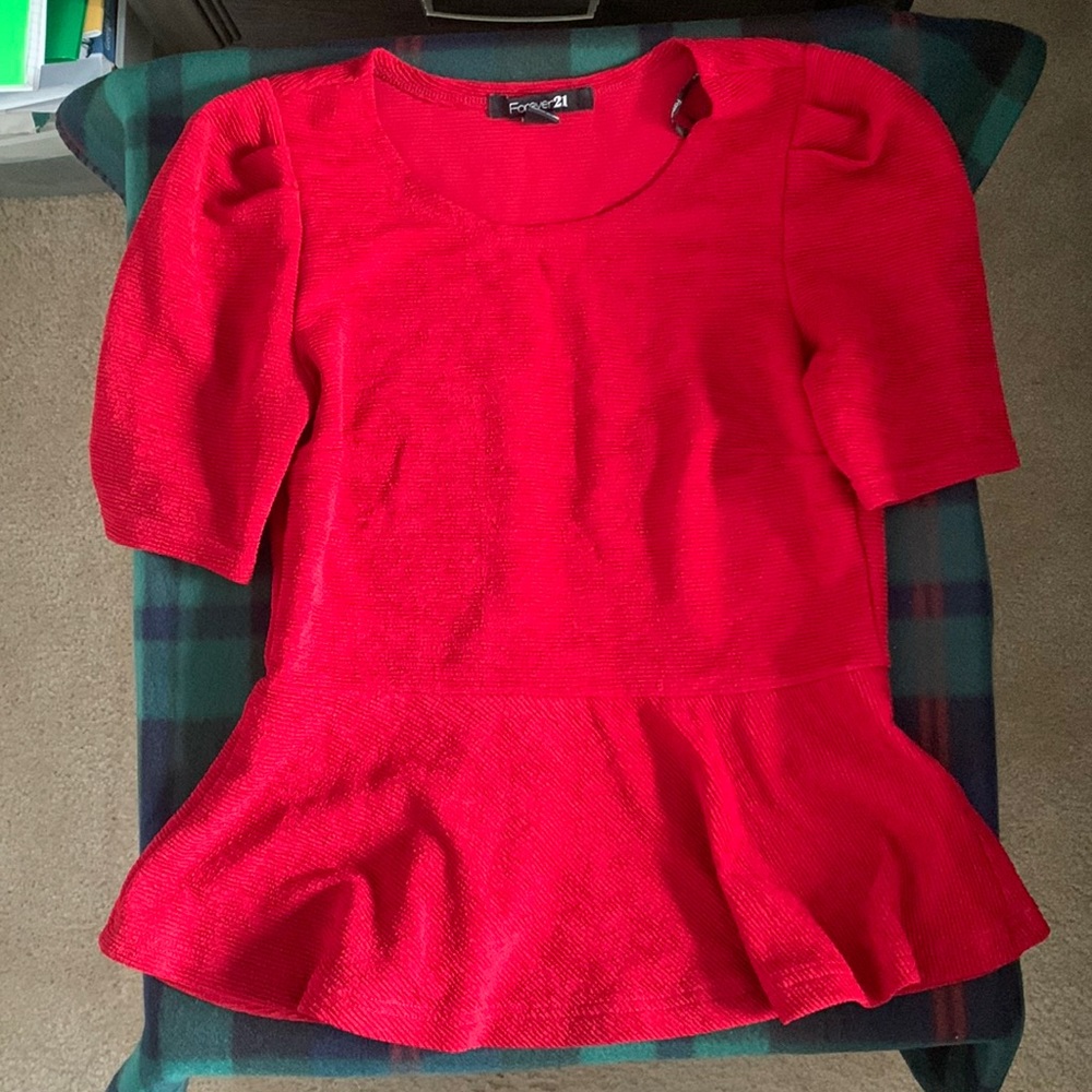 Red peplum top